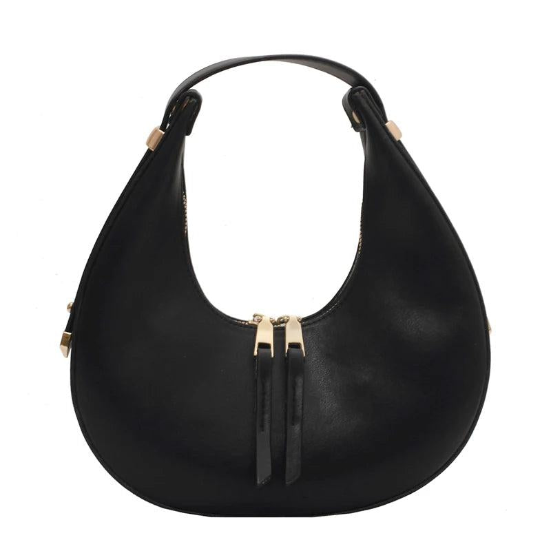 Crescent Small Tote Handbags Women's Leather Shoulder Bags Female Clutch Bags