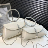 Bling Crystal Green Beige Evening Clutch Handbag with Chain