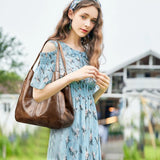 Large Capacity Bucket Handbags PU Leather Women Vintage Shop