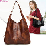 Large Capacity Bucket Handbags PU Leather Women Vintage Shop