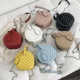Round Handbag Rivet Messenger Crossbody Bag Female Shoulder Bag PU Leather