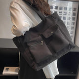 Casual Big Canvas Tote Bag for Women Solid Shoulder Handbag