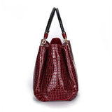 Women Crocodile Pattern Leather Shoulder Bag Large Capacity Tote