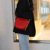 Small Red Leather Shoulder Bag Retro Crossbody Bag Women's Handbag