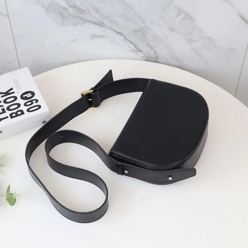 Small Red Leather Shoulder Bag Retro Crossbody Bag Women's Handbag