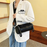 Women's Leather Shoulder Bag Soft Crossbody Bags Cylindrical Sac