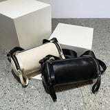 Women's Leather Shoulder Bag Soft Crossbody Bags Cylindrical Sac