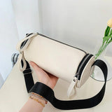 Women's Leather Shoulder Bag Soft Crossbody Bags Cylindrical Sac