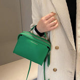 Green PU Leather Handbag Shoulder Crossbody Bags Small Totes