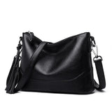 Vintage Tassel Crossbody Handbag Soft Leather Bucket Tote