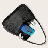 Purple Crocodile Pattern Leather Shoulder Bag