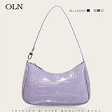 Purple Crocodile Pattern Leather Shoulder Bag