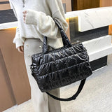 Winter Feather Down Shoulder Bag Women Crossbody Large Tote Travel Handbag