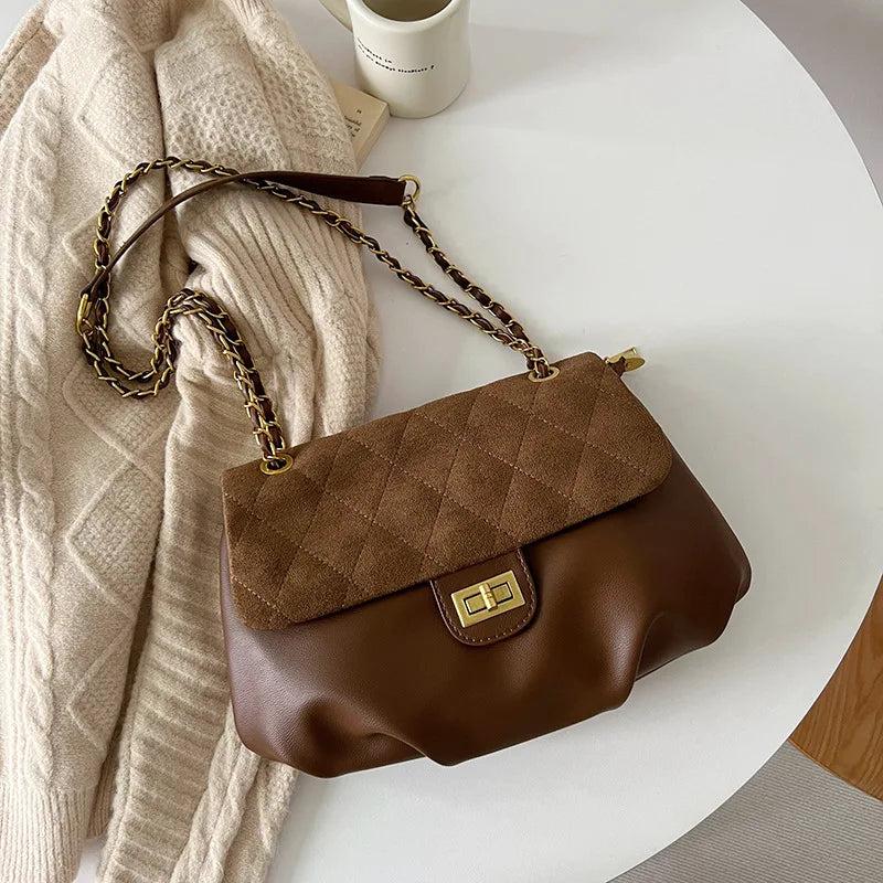 Retro Tote Bag Leather Ladies Vintage Chain Hobo Bag for Women Handbags