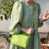 Small Leather Green Crossbody Bag Orange Purse Women's Shoulder Bag