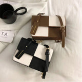 Checkered Square Bag PU Leather Shoulder Bags Chain Crossbody Handbags Purses