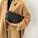 Retro Chains Saddle Bag Flap Shoulder Crossbody Handbag