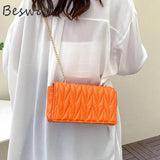 Autumn Women's Lingge Thread Handbag Chain Shoulder Bag