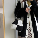 Corduroy Checkerboard Bag Women's Shoulder Messenger Handbag