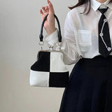 Corduroy Checkerboard Bag Women's Shoulder Messenger Handbag