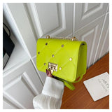 Rivet Shoulder Bags Small Flap Phone Purse PU Leather Crossbody Handba