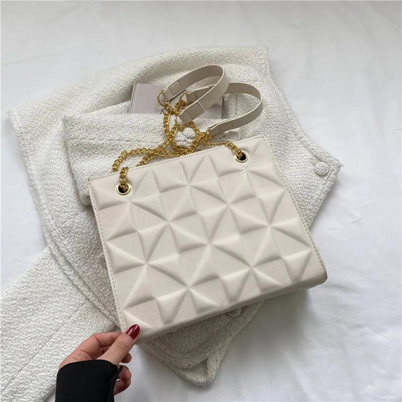 Women's Shoulder Bag with Chain Strap and Underarm Design