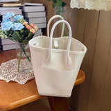 Women's Crossbody Bucket Shape Bag PU Leather Solid Messenger Handbag