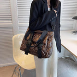 Women Shoulder Handbag Cotton Padded Crossbody Waterproof Nylon Large Capacity
