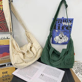 Solid Canvas Shoulder Bag Large Capacity Crossbody Handbags for Women