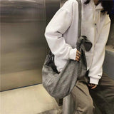 Plaid Dumpling Bag Canvas Shoulder Bag Retro Style Casual Tote Bag