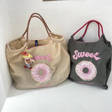 Embroidery Shopping Bag Women Handbag Nylon Portable Shoulder Bag