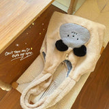 Faux Fur Plush Shoulder Bag with Bear Embroidery