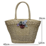 Straw Woven Hollow Out Shoulder Bag For Women Large Capacity Bohemian Beach