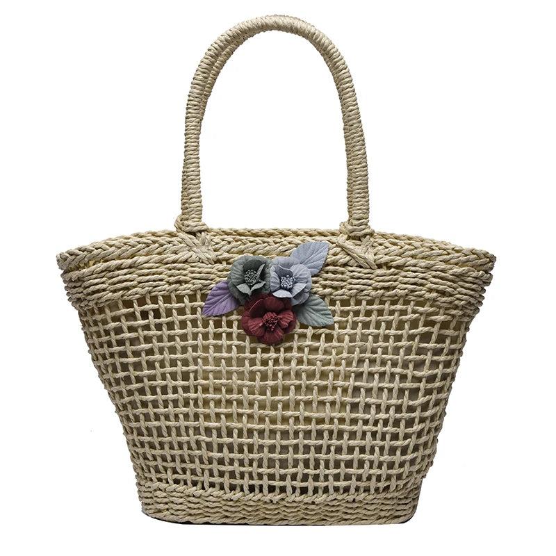 Straw Woven Hollow Out Shoulder Bag For Women Large Capacity Bohemian Beach