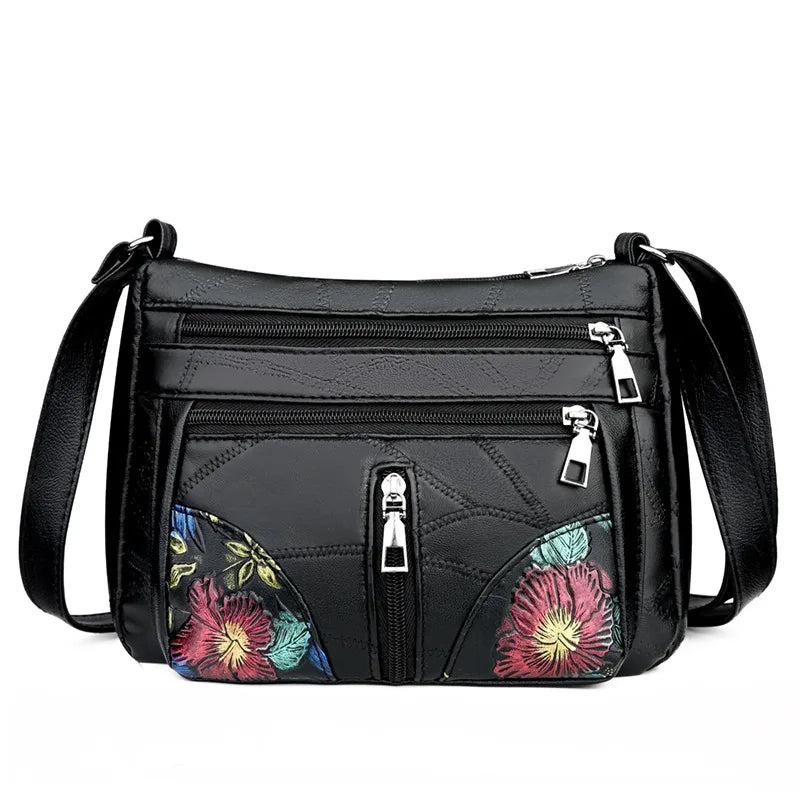 Floral PU Leather Women Handbags Cross Body Bag