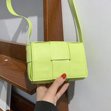 Small Green Weave Crossbody Bag Female Handbags Ladies Flap Bag