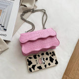 Small Stone Pattern Shoulder Bag Chains Cross Body Solid Handbag Female Sac