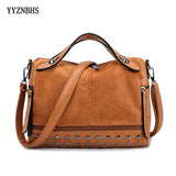 Vintage PU Leather Women Bag Rivet Large Capacity Ladies Handbags Shoulder Bag