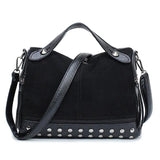 Vintage PU Leather Women Bag Rivet Large Capacity Ladies Handbags Shoulder Bag