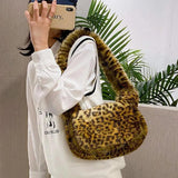 Leopard Plush Shoulder Bag Female Sac Women Messenger Bag