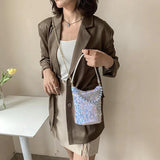 Sequins Bucket Bag Beaded Shoulder Bags Female