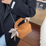 Vintage Brown Crossbody Bag for Women Handbag High Fold Bags Sac Chains Shoulder