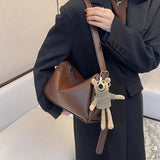 Women's Vintage Leather Shoulder Bag Crossbody Zipper Handbag