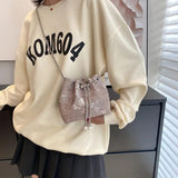 Women Chain Bucket Bags Denim Canvas Shoulder Bags Lady Crossbag Bags