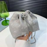 Women Chain Bucket Bags Denim Canvas Shoulder Bags Lady Crossbag Bags