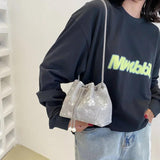 Women Chain Bucket Bags Denim Canvas Shoulder Bags Lady Crossbag Bags
