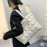 Plaid Casual Tote Feather Down Shoulder Bag Female Hand Bags