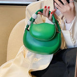 Women Half Moon Axillary Bags PU Leather Green Orange Crossbody Bags