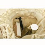 Straw Drawstring Beach Bucket Bag Women Handbags Woven Shoulder Bag