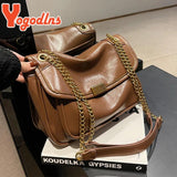 Vintage PU Leather Shoulder Bag Chains Handbag Tote